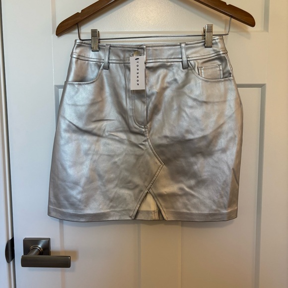 Topshop Dresses & Skirts - Women’s Topshop Faux Leather Metallic Skirt